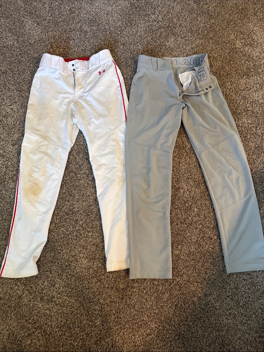 Under Armour baseballWhite Pants with Red Trim & Gray Performance Pants - 2 Pack